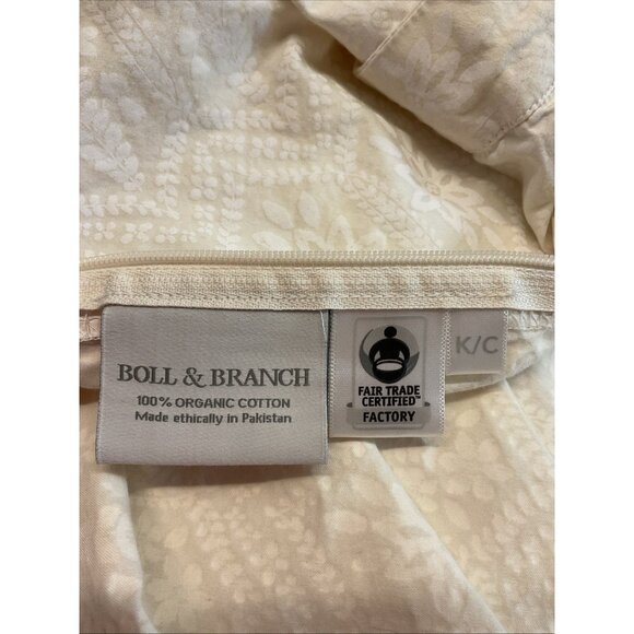 Boll & Branch Signature Floral King/Cal King Ivory 2 Tone Neutral Duvet Cover - Picture 2 of 8